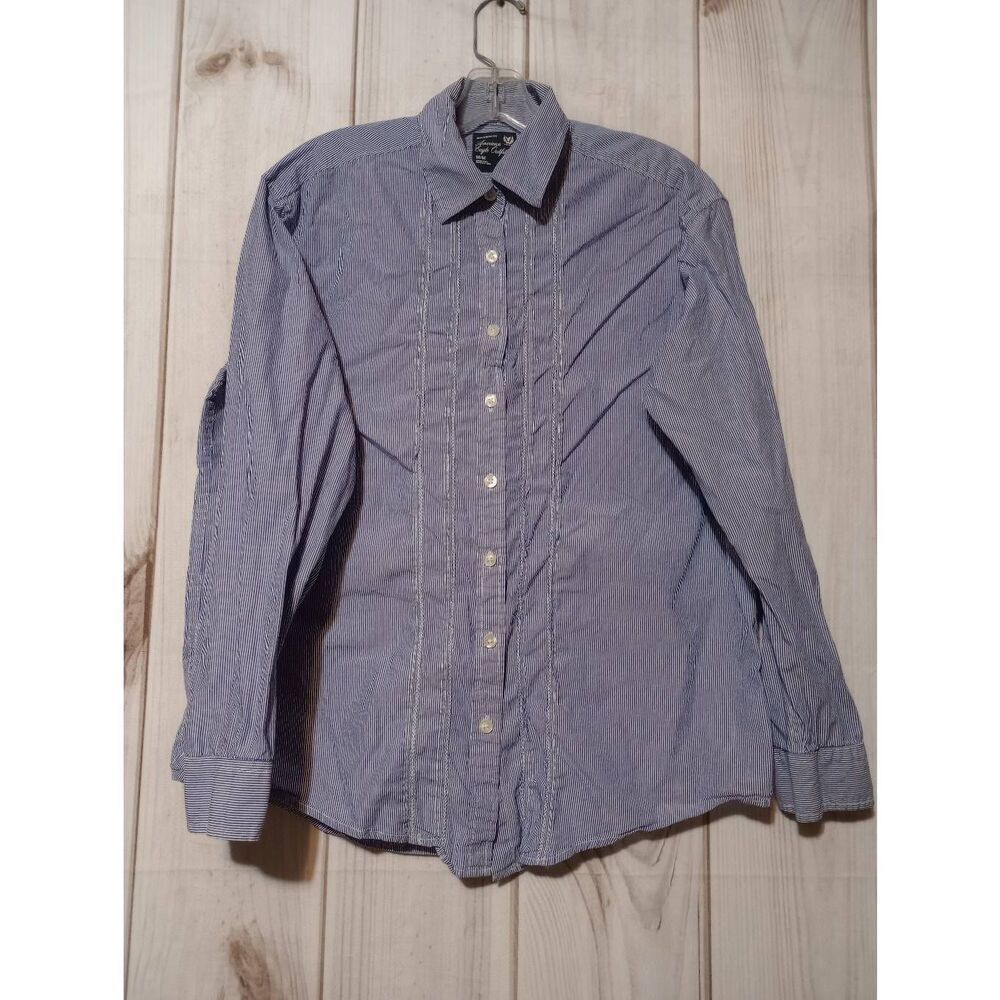 American Eagle Shirt Ladies Medium Blue Button Front‎ Long Sleeve Boyfriend Fit